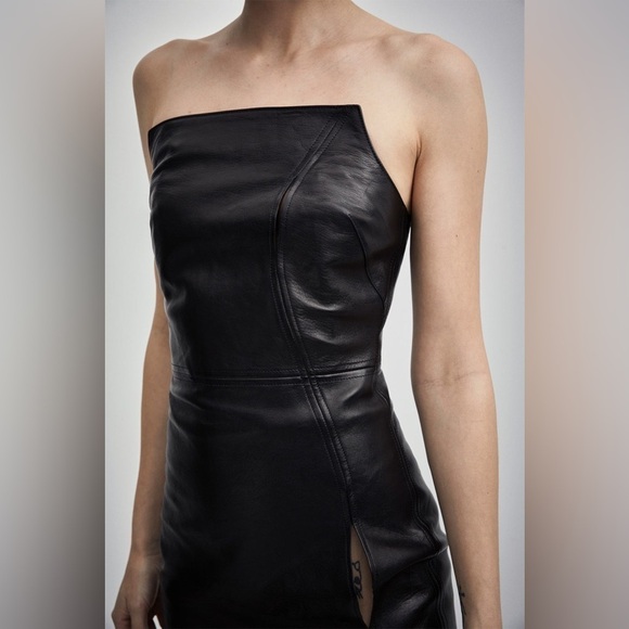 ET OCHS Elizabeth Leather Black Strapless Cut-Out Mini Dress 6 NWOT - Picture 14 of 14